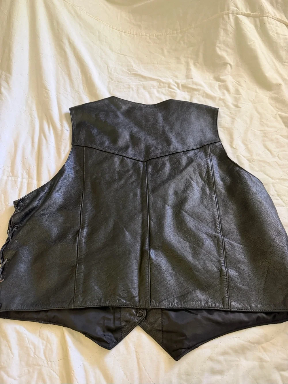 Classic Black Leather Vest - Unbranded Men's Motorcycle Vest